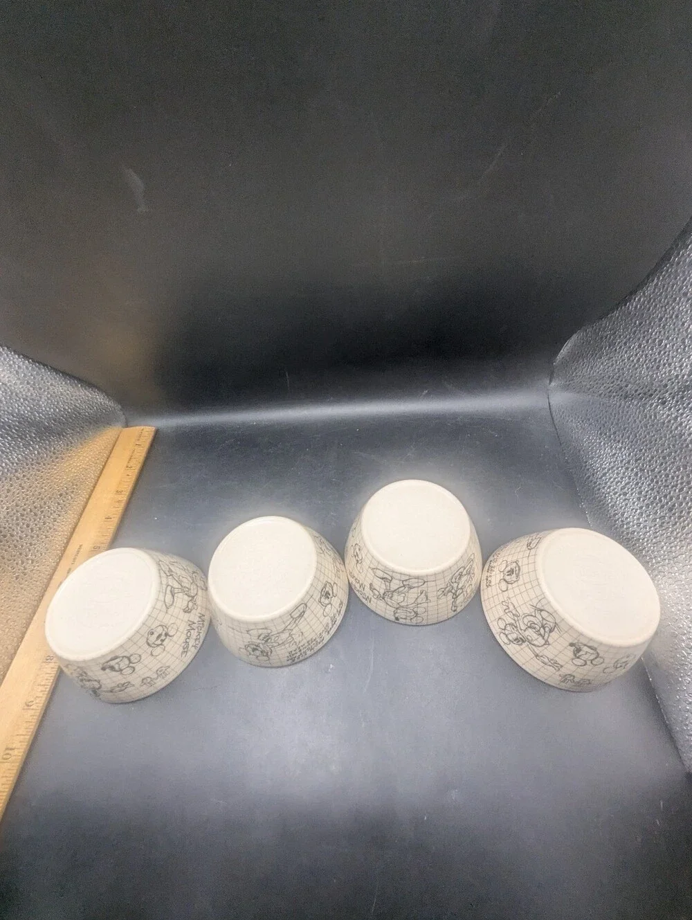 Disney Mickey Mouse Sketchbook Bamboo Tidbit Bowls Character Cream/Blk Lot of 4